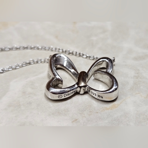 Minnie Mouse Bow Necklace sterling silver and 10k gold Womens - Picture 12 of 15
